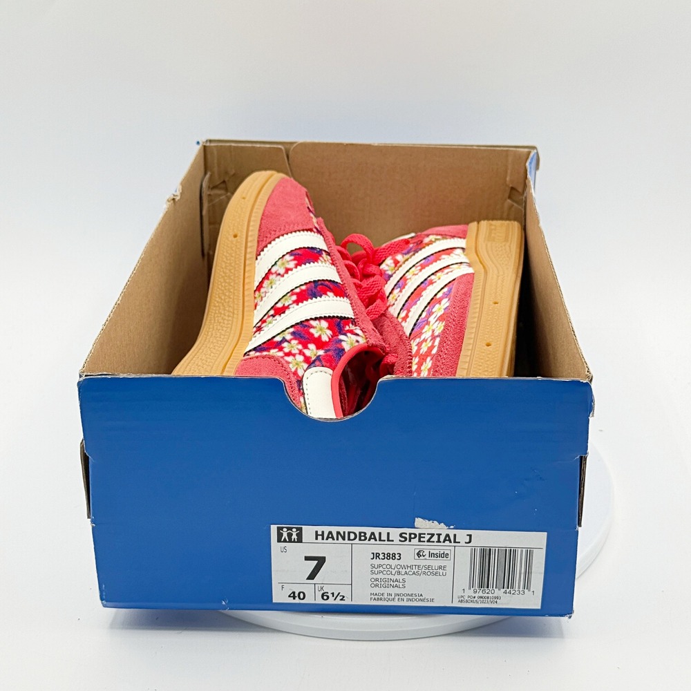 Adidas Handball Spezial X Liberty London Size 7 GS Red/White Floral JR3883, NEW - Picture 2 of 10